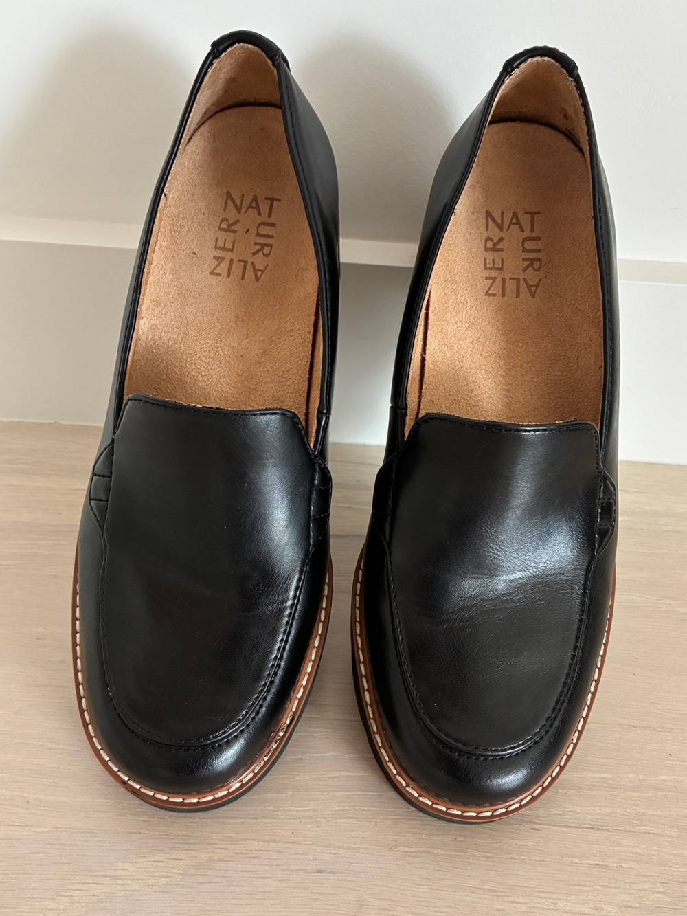 Naturalizer Black Lug Sole Loafers
